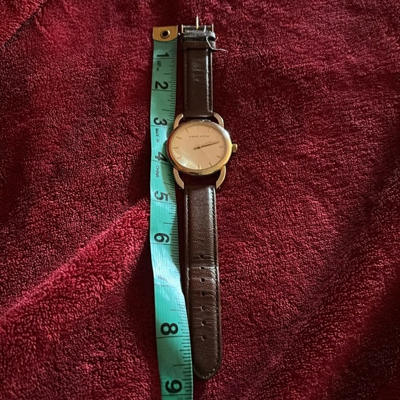 Anne Klein Genuine brown leather Strap Logo Dial gold tone wristwatch - Picture 7 of 13